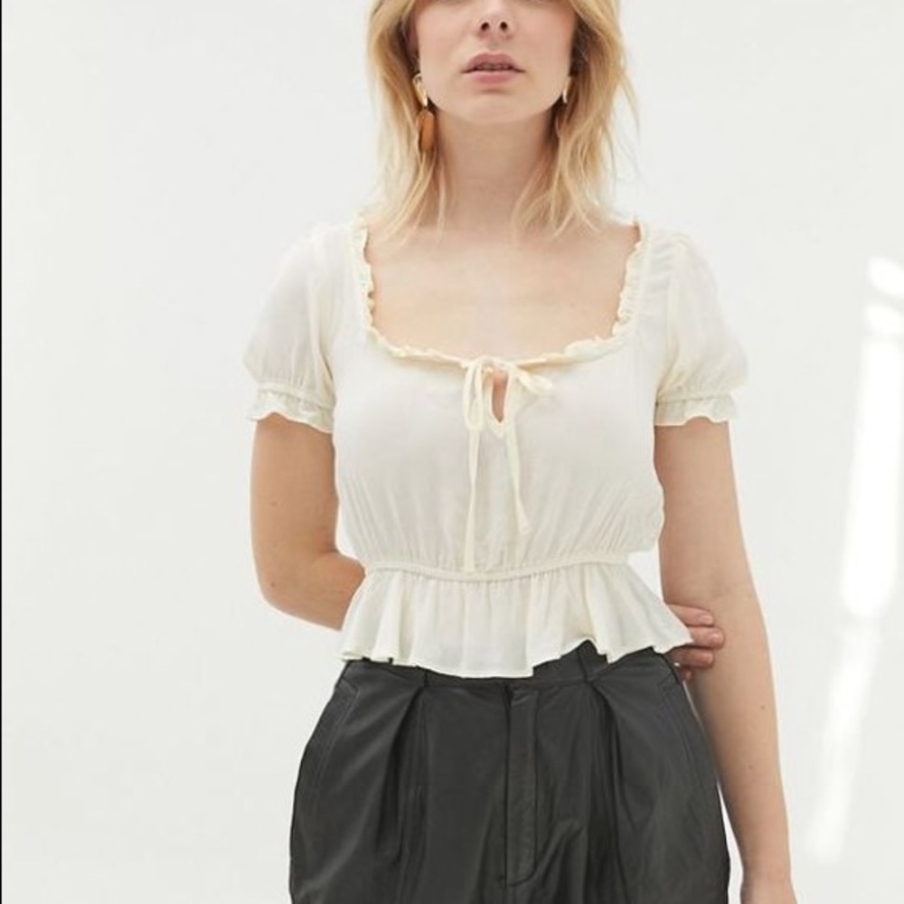 UO Ramona Ruffle Square Neck Blouse